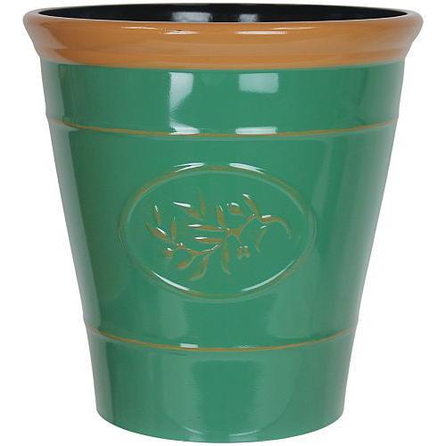 40cm plant pot Olive Decorative Plant Pot 40cm Green With Brown Rim
