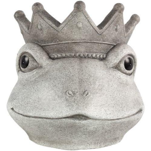 Decorative Concrete Ornament Planter Frog with Crown