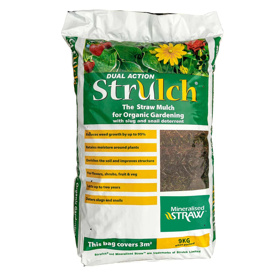 Strulch Organic Dual Action Garden Straw Mulch 9kg Bag - Pretty Pots