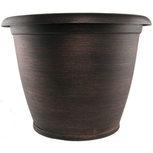 Helix Decorative Planter With Saucer 19" Warm Copper - Pretty Pots