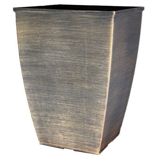 Helix Decorative Tall Square Planter 14" Black Bronze - Pretty Pots