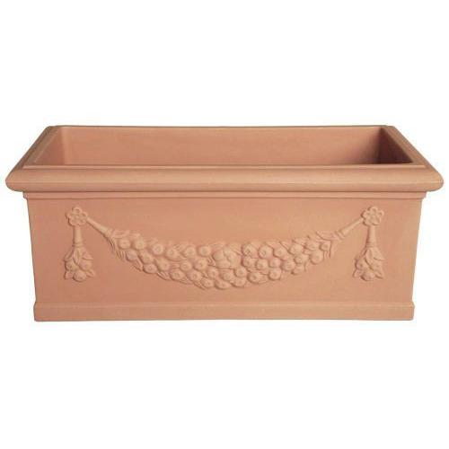 Idra Planter Festooned Trough Planter 60cm White Wash Terracotta 