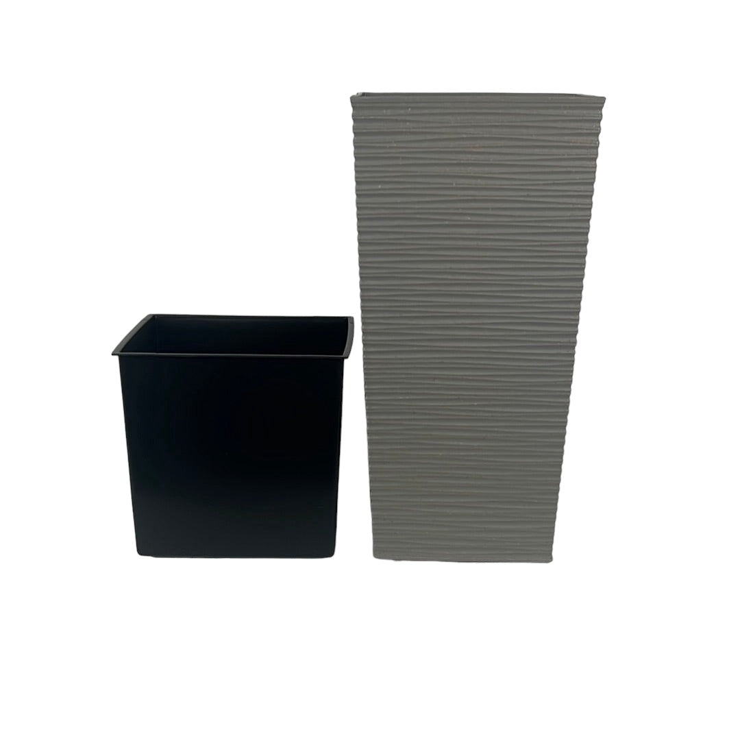 Chisel Planter Finesse ECO Chisel Decorative Planter Tall Square 19cm Grey | Pretty Pots