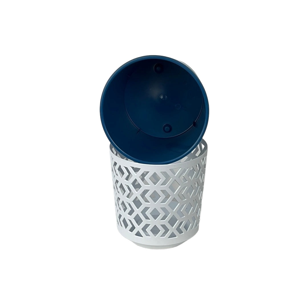 Aztec Round Planter 19.5cm Blue & White