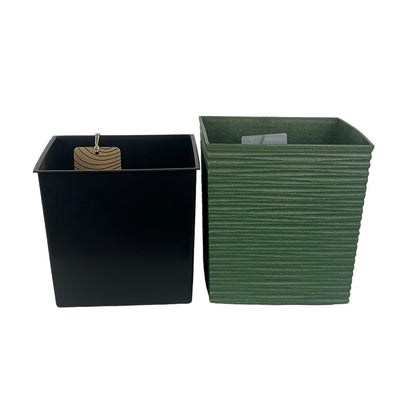 Yukka ECO Chisel Square Decorative Planter 19cm Forest Green