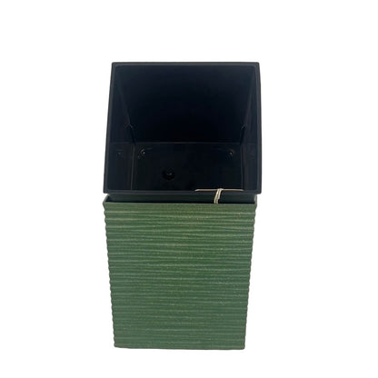 Yukka ECO Chisel Square Decorative Planter 19cm Forest Green