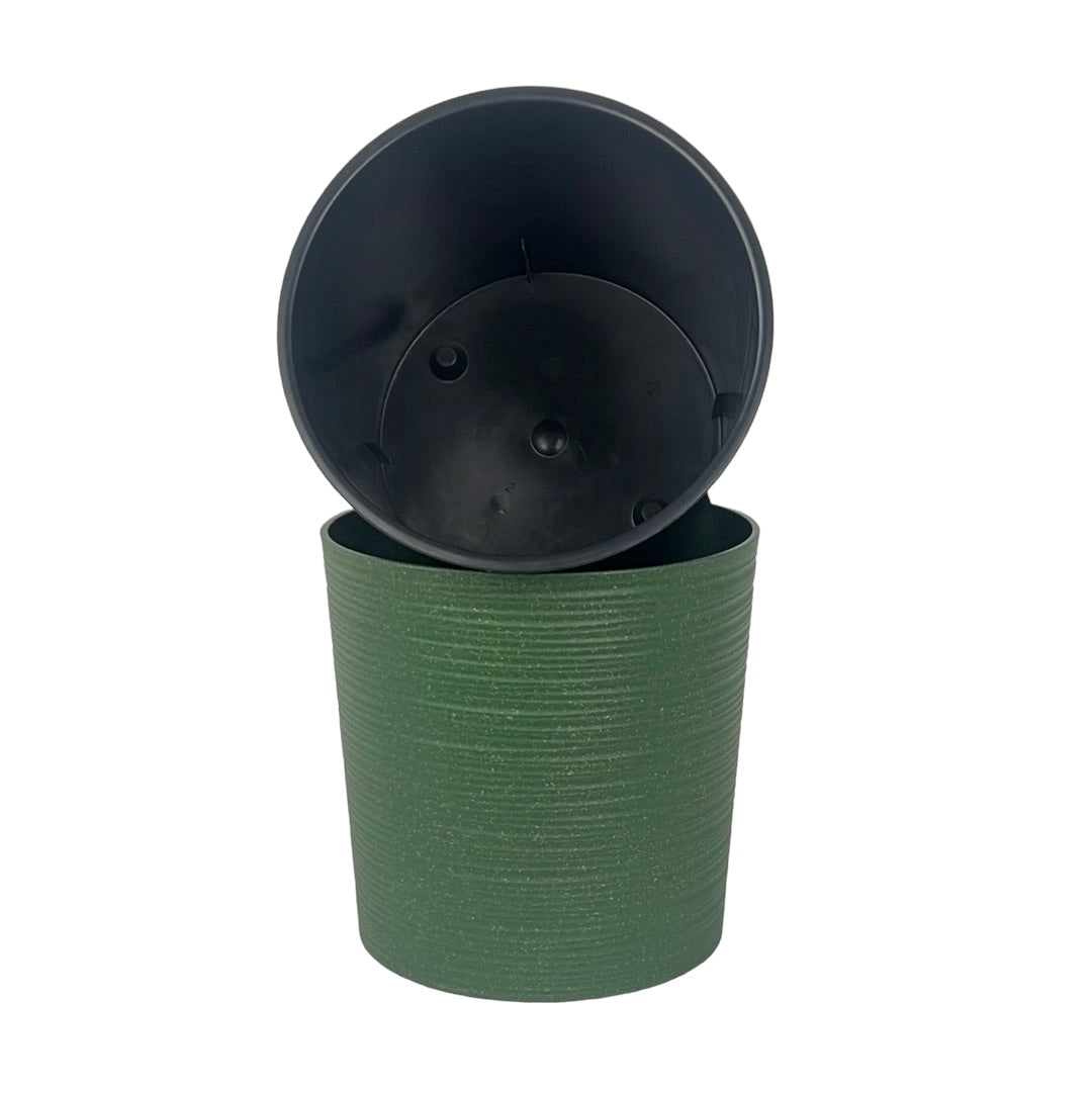 Malwa ECO Chisel Decorative Planter Round 19cm Forest Green