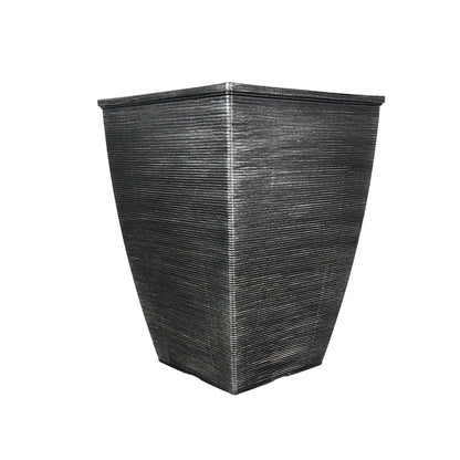 Helix Decorative Tall Square Planter 14" Silver