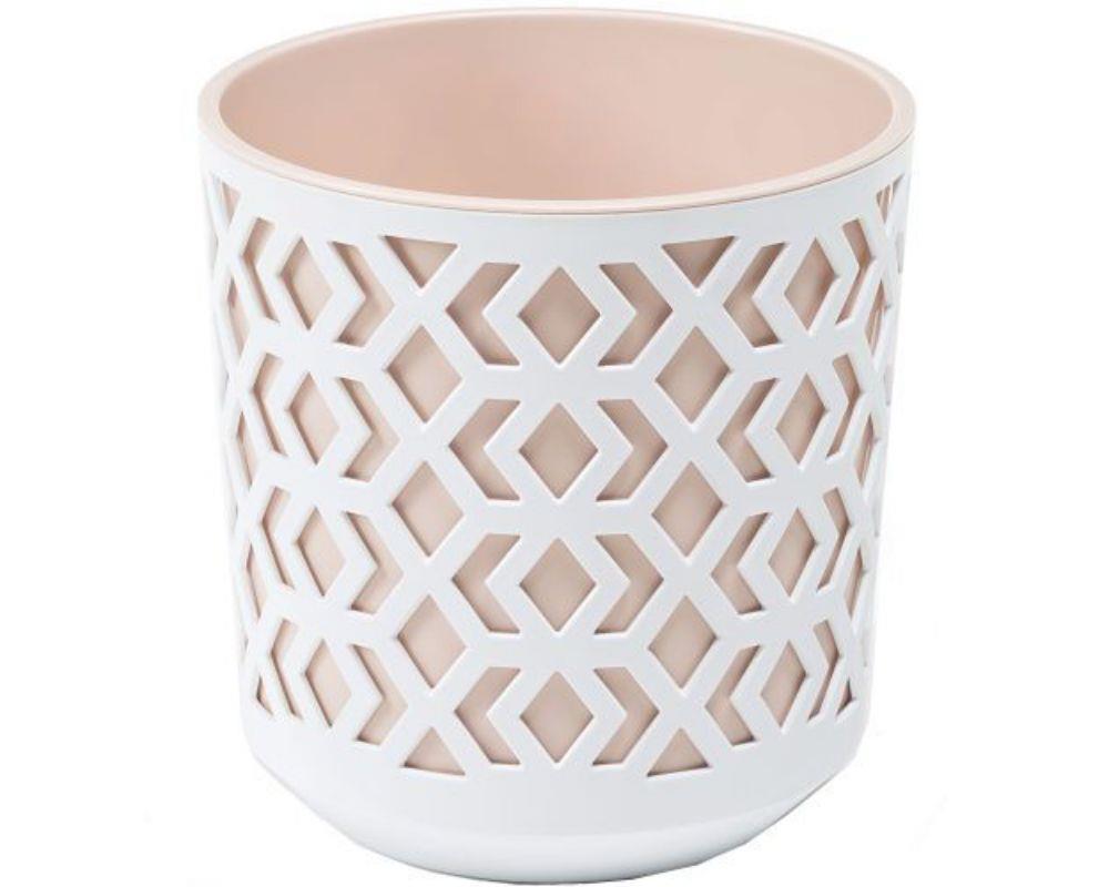 Aztec Decorative Plant Pot 19.5cm Nude & White - Pretty Pots