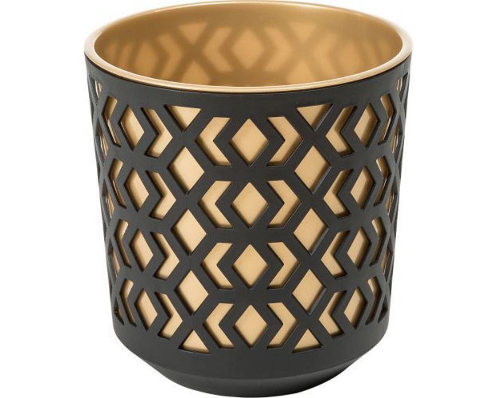 Aztec Planter 19.5cm Gold & Black - Pretty Pots