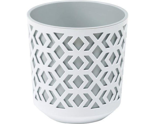 Aztec Round Planter 19.5cm Grey & White - Pretty Pots