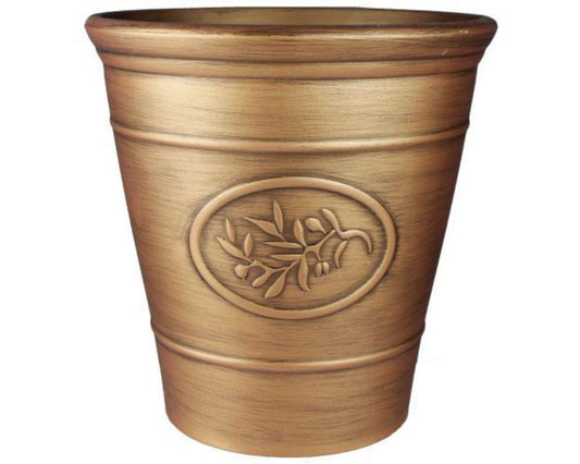 Olive Decorative Plant Pot 23cm Gold - Pretty Pots