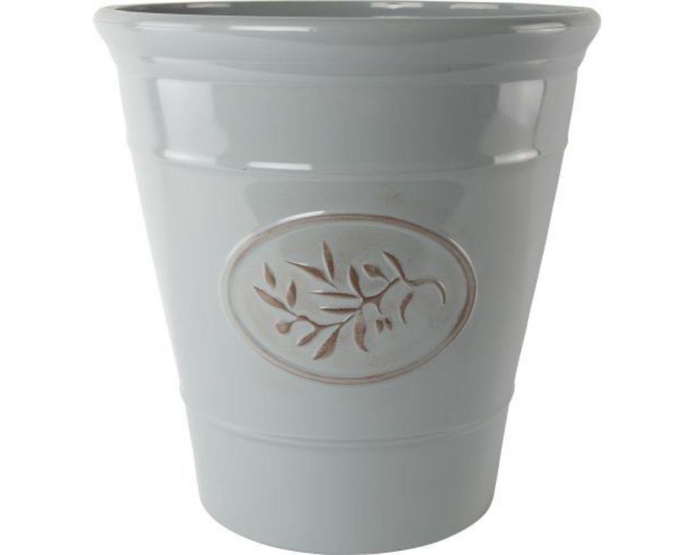 Olive Decorative Plant Pot 23cm Grey - Pretty Pots