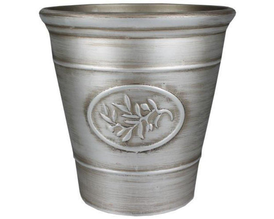 Olive Decorative Plant Pot 23cm Silver - Pretty Pots