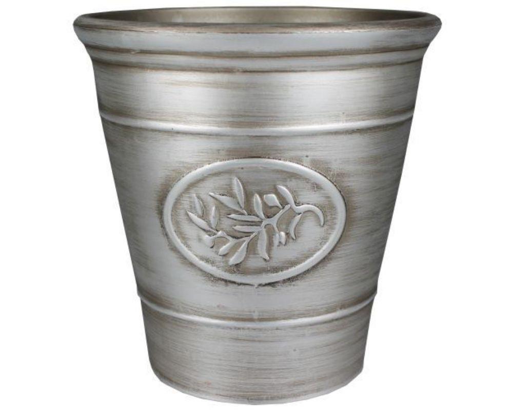 Olive Decorative Plant Pot 30cm Silver - Pretty Pots