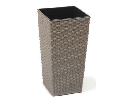 Finesse ECO Rattan Decorative Planter Tall Square 19cm Grey - Pretty Pots