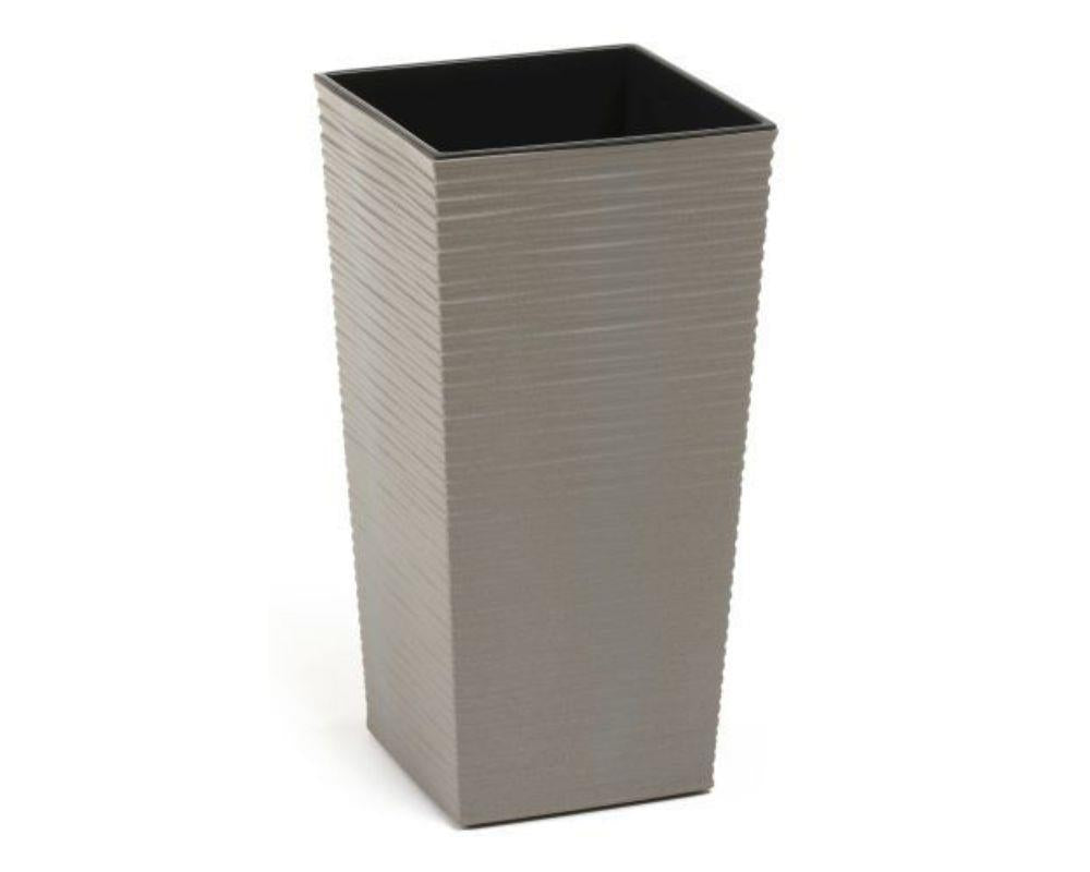 Finesse ECO Chisel Decorative Planter Tall Square 19cm Grey - Pretty Pots