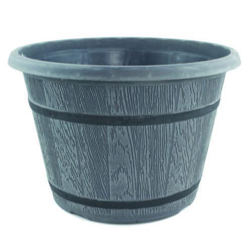 Cask Planter Bell with Band 35cm Grey - Pretty Pots