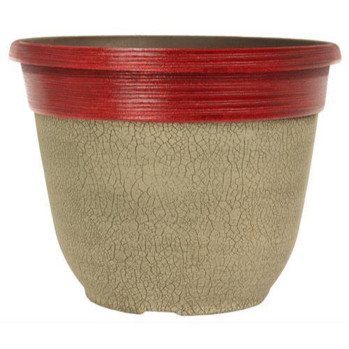 Crackle Planter 30cm White & Glitz Red - Pretty Pots