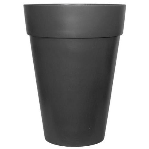 Euro Planter Tall Round 38cm Glossy Black - Pretty Pots