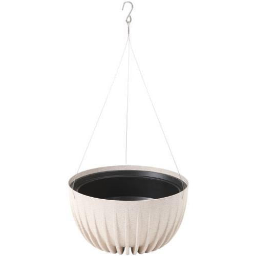 Mira ECO Wood Hanging Bowl 30cm White (Speckled) - Pretty Pots