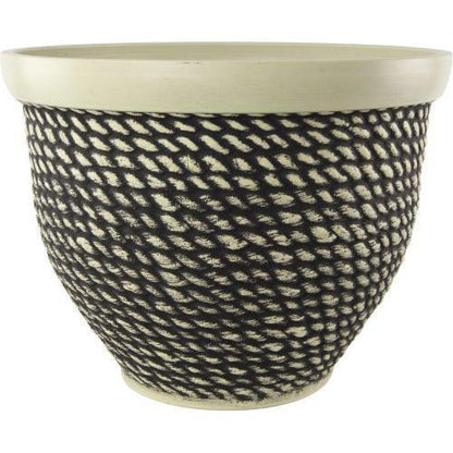 Rope Planter 40cm Black & Cream - Pretty Pots