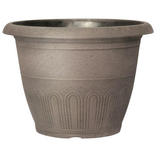 Valencia Planter Round Wide Base 13" Faux Leather - Pretty Pots