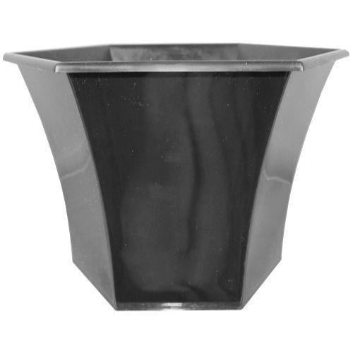 Verona Planter Hexagonal 20cm Black - Pretty Pots