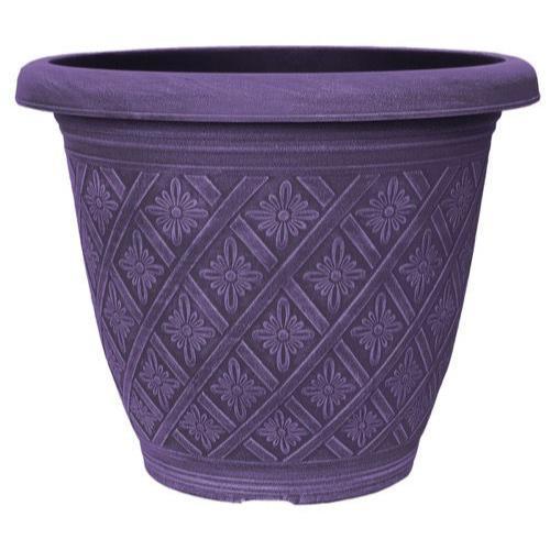 Woven Blossom Planter 13" Brushed Wood Violet - Pretty Pots