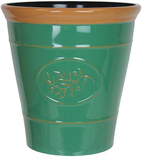 Olive Planter 23cm Dark Green with Brown Rim