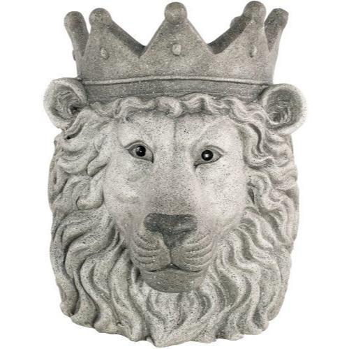 Decorative Concrete Planter Lion Head with Crown