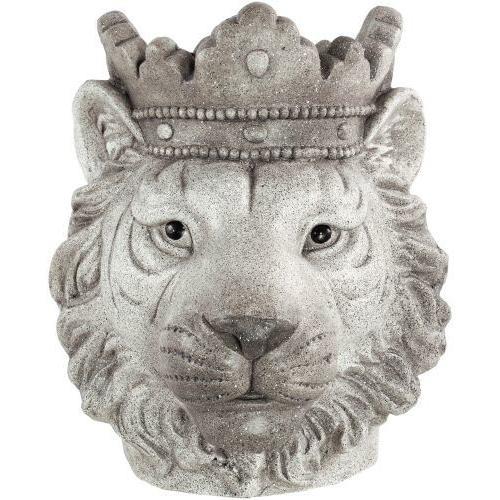 Decorative Concrete Planter Lioness Head with Crown